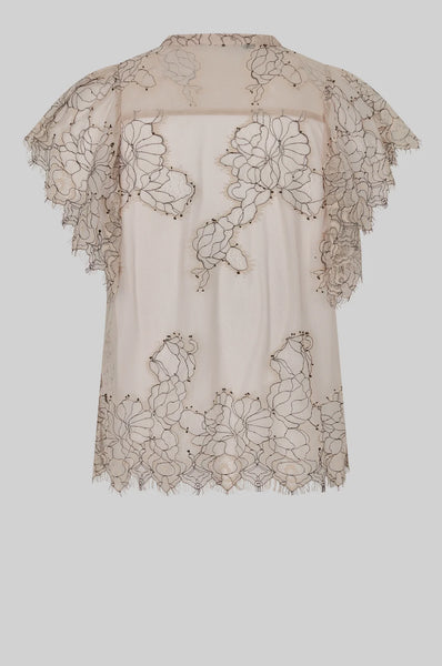 Savoya Lace Frill Blouse - Plaza Taupe