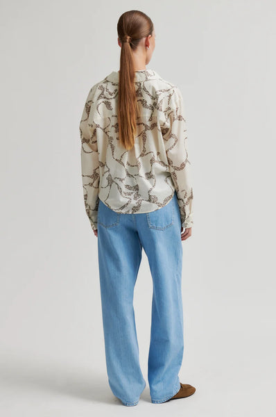 Soil Front Twist Print Shirt - Eggnog