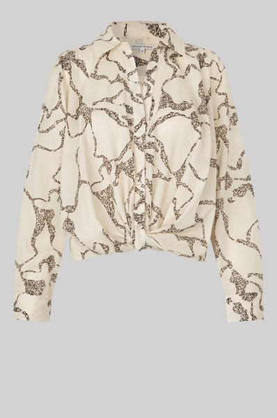 Soil Front Twist Print Shirt - Eggnog