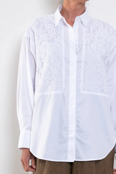 Bobby Pin Lace Panel Shirt - White