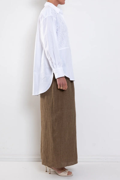 Bobby Pin Lace Panel Shirt - White
