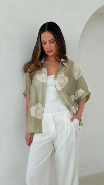 Rosie Embroidered Shirt - Mint