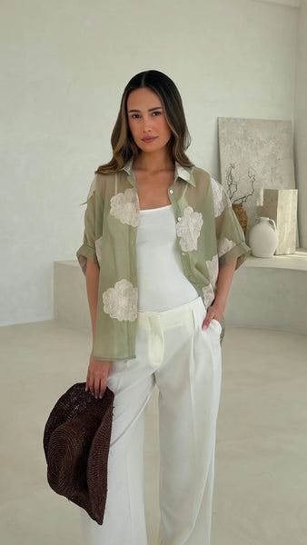 Rosie Embroidered Shirt - Mint
