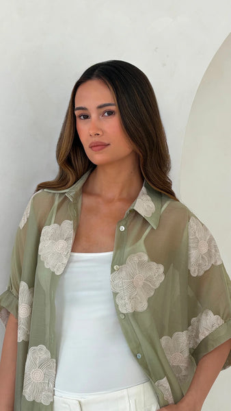 Rosie Embroidered Shirt - Mint