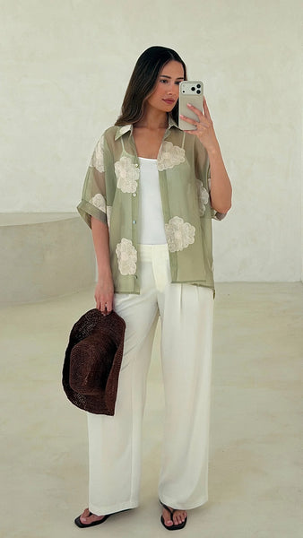 Rosie Embroidered Shirt - Mint