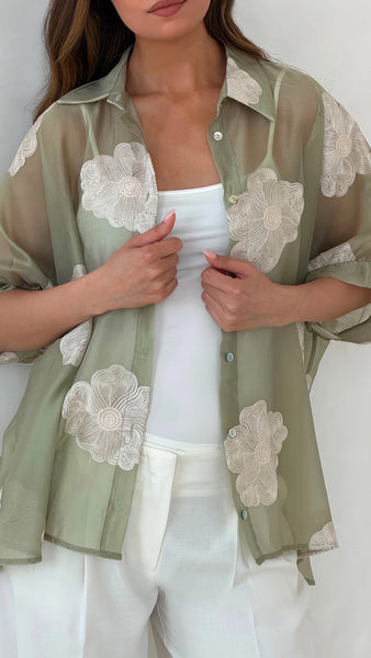 Rosie Embroidered Shirt - Mint