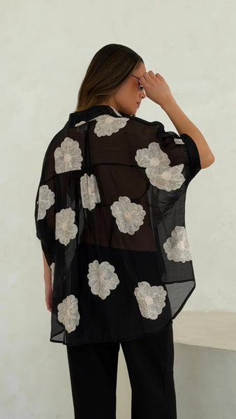 Rosie Embroidered Shirt - Black