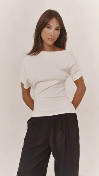 Nadine Off Shoulder Knit Top - Ivory