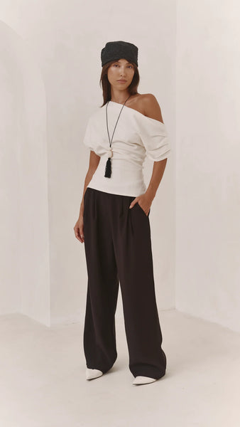 Nadine Off Shoulder Knit Top - Ivory
