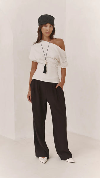 Nadine Off Shoulder Knit Top - Ivory