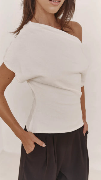 Nadine Off Shoulder Knit Top - Ivory