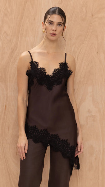 Blake Contrast Lace Camisole - Chocolate
