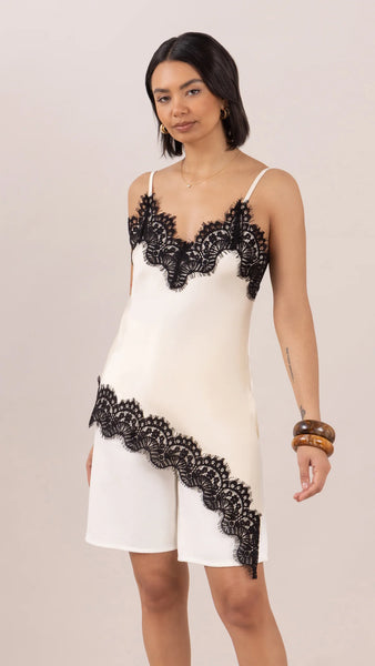 Blake Contrast Lace Camisole - Cream