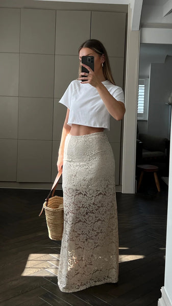 Alba Lace Skirt - Sand