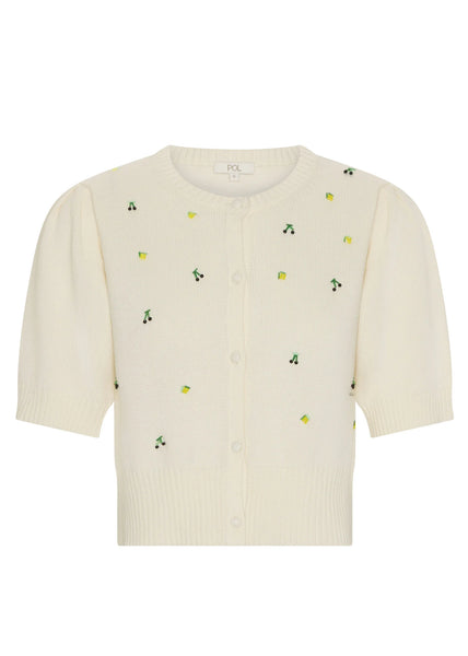 Viloa Short Sleeve Beaded Cardigan - Chalk