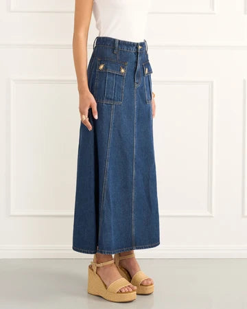 Rowan Indigo Midi Skirt - Denim