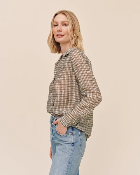 Classic Button Down Shirt - Olive Gingham