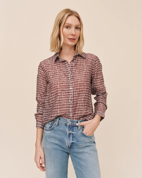 Classic Button Down Shirt - Plum Gingham