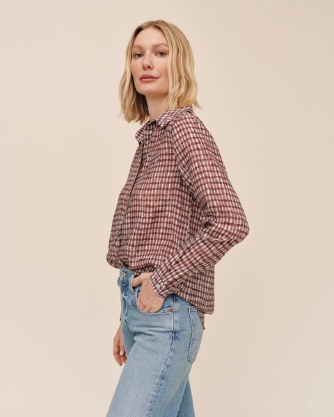 Classic Button Down Shirt - Plum Gingham