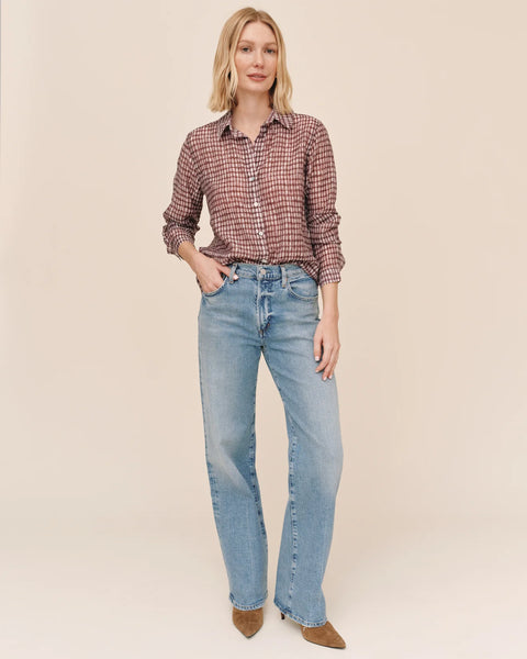 Classic Button Down Shirt - Plum Gingham