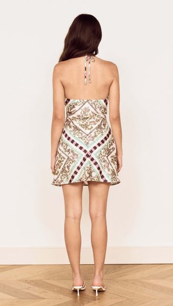 Reese Halter Mini Dress - Floral Scarf Print