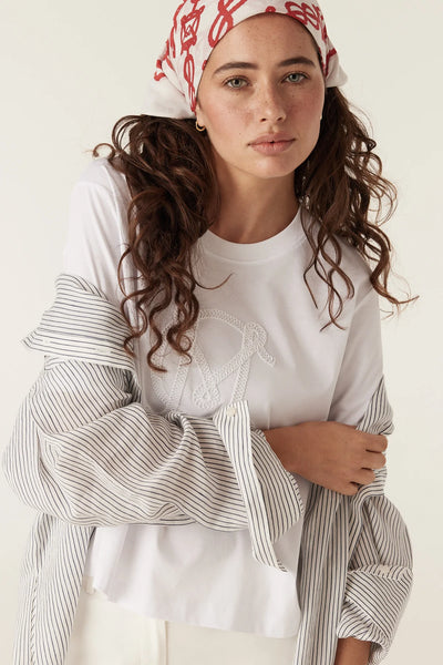Pima Cotton Boxy Logo Tee - White