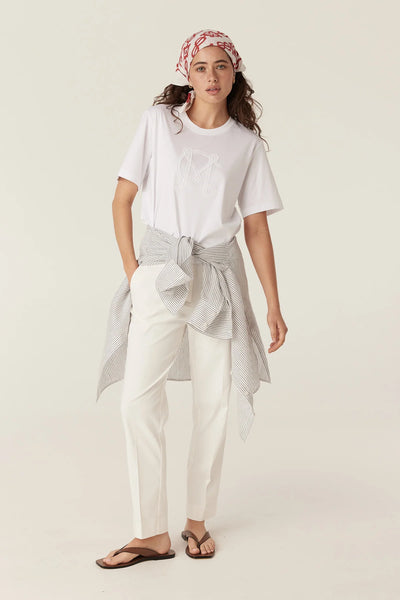 Pima Cotton Boxy Logo Tee - White
