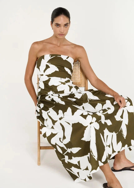 Liora Strapless top - Khaki/Cream