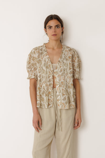 Micro Ruffle Shirt - Khaki - et seQ fashion