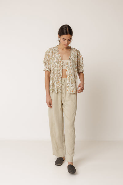 Micro Ruffle Shirt - Khaki - et seQ fashion