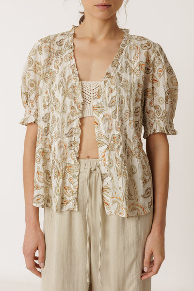Micro Ruffle Shirt - Khaki - et seQ fashion