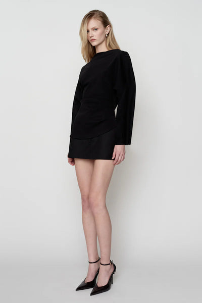 Kippax Waisted Long Sleeve Tee - Black - et seQ fashion