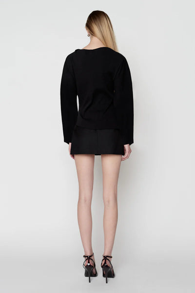 Kippax Waisted Long Sleeve Tee - Black - et seQ fashion