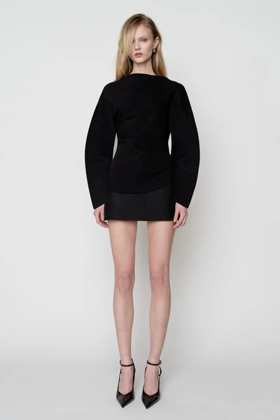Kippax Waisted Long Sleeve Tee - Black - et seQ fashion