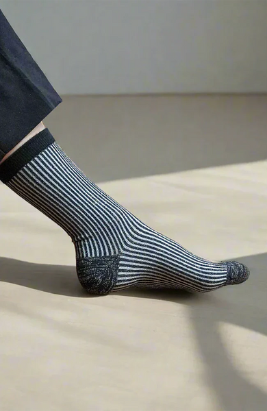 Klue Glitter Lurex Socks - Black Stripes