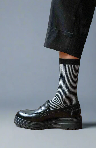 Klue Glitter Lurex Socks - Black Stripes