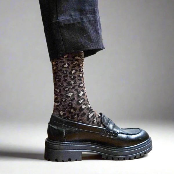 Klue Glitter Lurex Socks - Brown Leopard - et seQ fashion