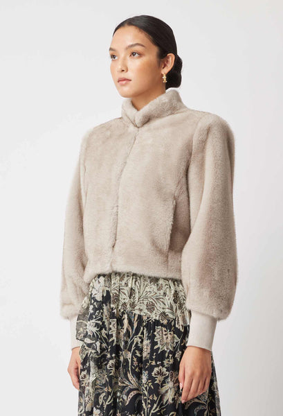 Mahra Faux Fur Cropped Jacket - Mink
