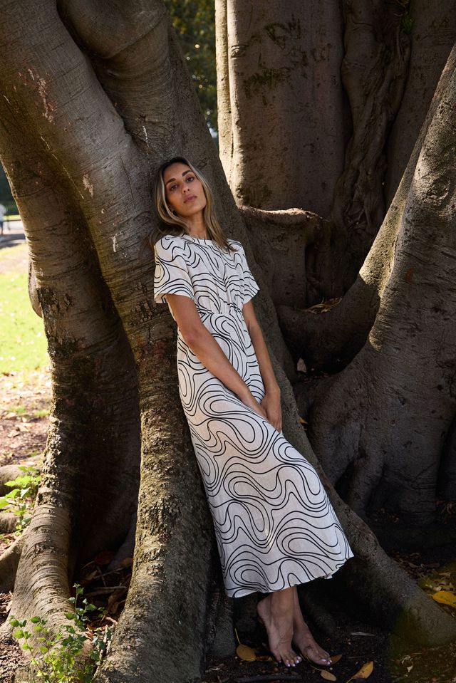 Yamba Dress - Cream Swirl