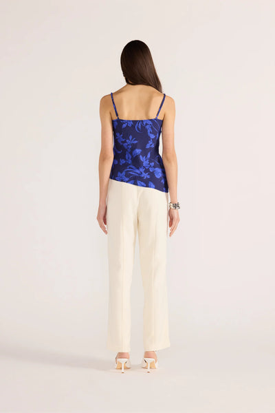 Gianna Bias Cowl Neck Cami - Blue Floral