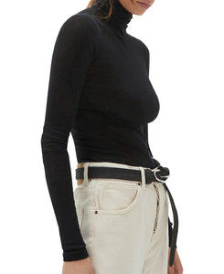 Massachusetts Turtleneck L/S Top - Black - et seQ fashion