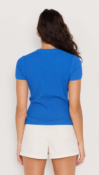 Apollo Rib Knit Tee - Cobalt