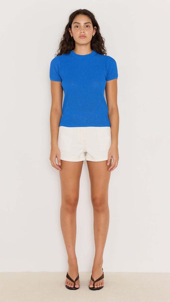 Apollo Rib Knit Tee - Cobalt