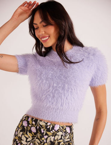 Maisie Fluffy Knit Top - Periwinkle