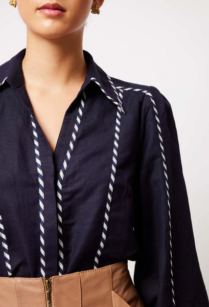 Pisces Linen Viscose Shirt - Ink A FURTHER 15% OFF AUTOMATICALLY APPLIED AT CHECKOUT