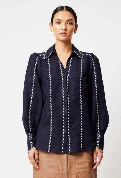 Pisces Linen Viscose Shirt - Ink A FURTHER 15% OFF AUTOMATICALLY APPLIED AT CHECKOUT