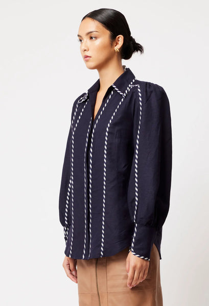 Pisces Linen Viscose Shirt - Ink