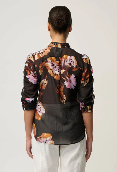 Calantha Cotton Silk Sleeve Shirt - Sunset Orchid