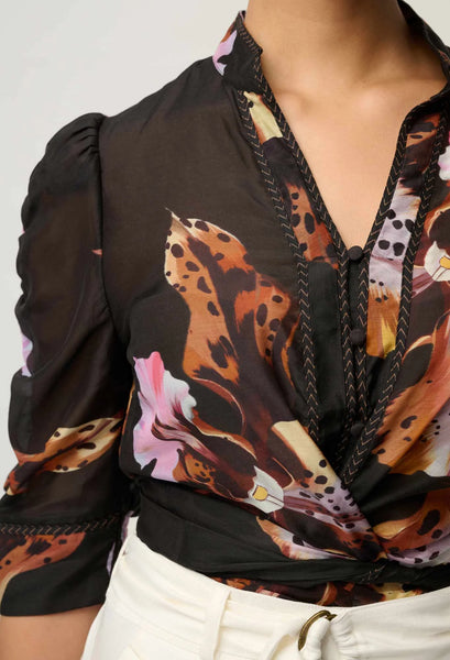 Calantha Cotton Silk Sleeve Shirt - Sunset Orchid