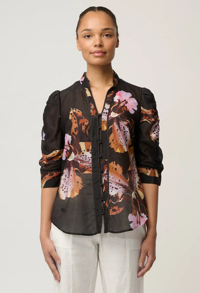 Calantha Cotton Silk Sleeve Shirt - Sunset Orchid